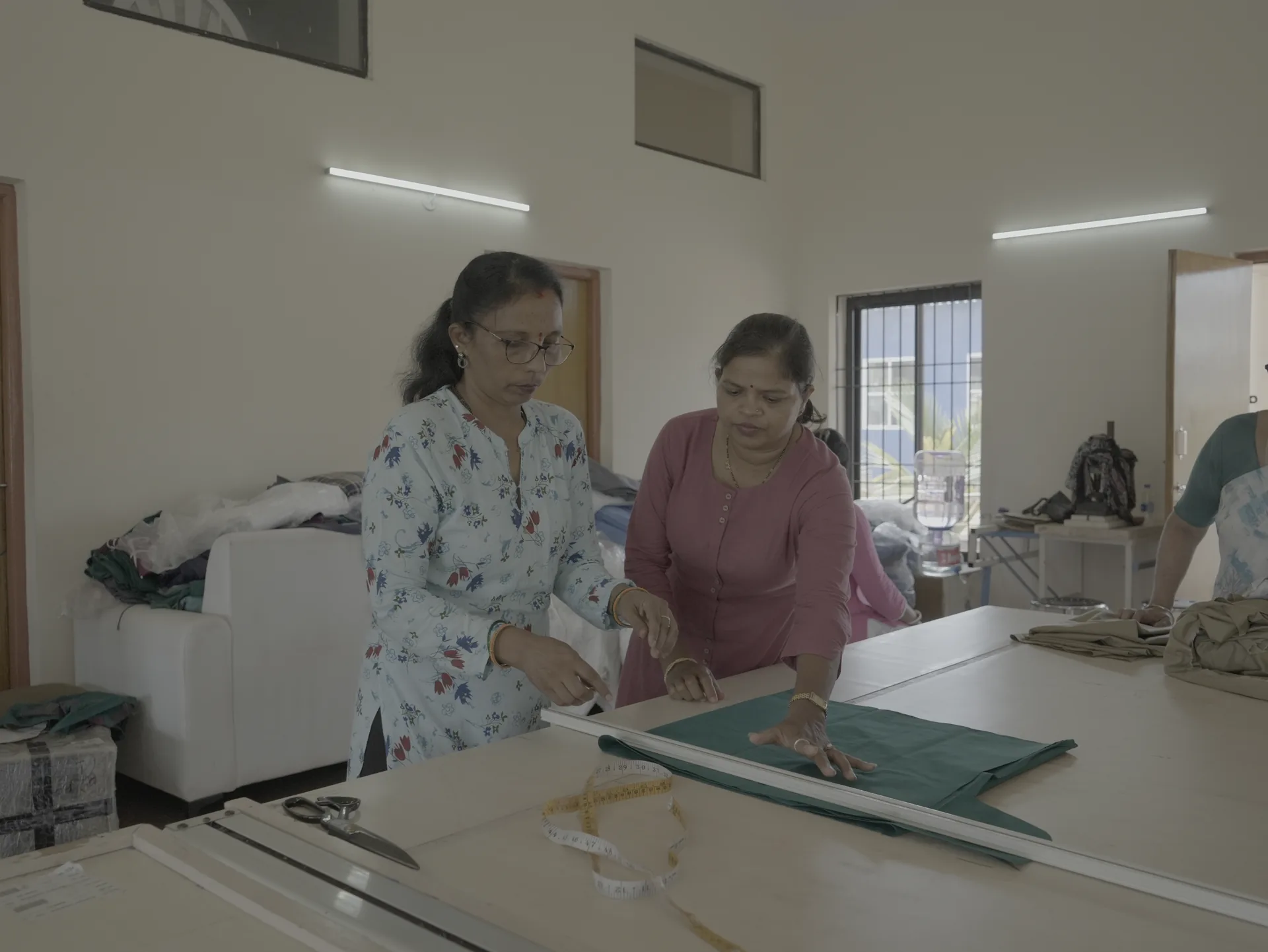 Women working with fabric